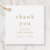 Étiquettes Cadeau ALYSSA Gold Rustic Baby shower simple Merci (Devant)