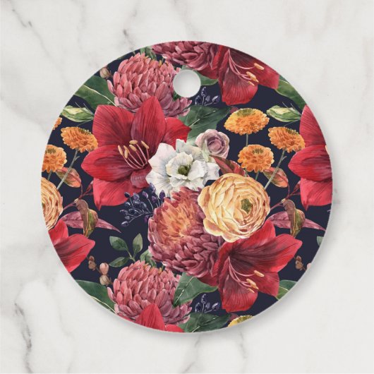 Étiquettes Cadeau Amaryllis et Mums Fête des mariées Merci (Dos)