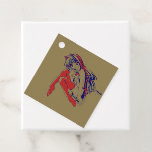 Étiquettes Cadeau Américain Manga Neko Catgirl Kawaii Anime