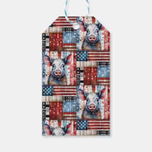 Étiquettes-cadeau American Pig Farm art populaire