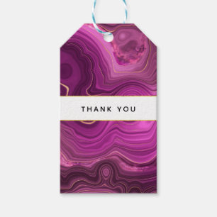 Étiquettes-cadeau Améthyste Violet Et Merci D'Agate Abstrait Or