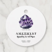 Étiquettes Cadeau Améthyste Violette Quartz Calmant Mariage (Dos)