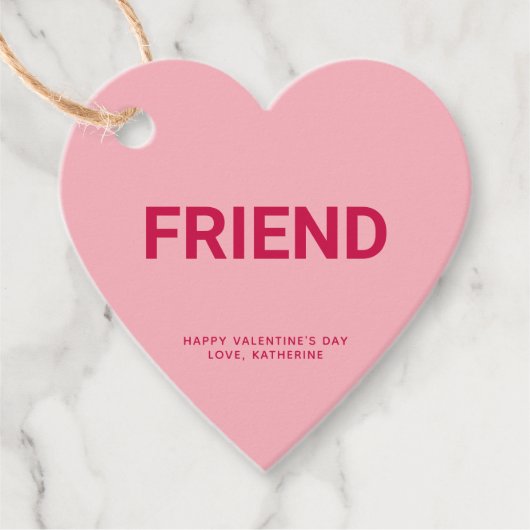 Étiquettes Cadeau Ami coeur rose mignon Saint Valentin coutume (Devant)
