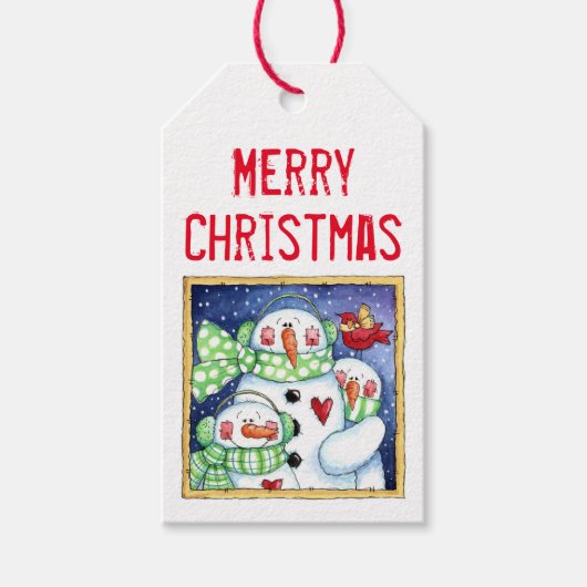 Étiquettes-cadeau Amis Snowman (Devant)