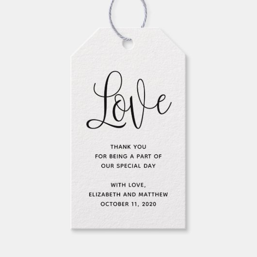 Étiquettes-cadeau Amour. Balise cadeau Kraft. Mariage rustique merci (Devant)