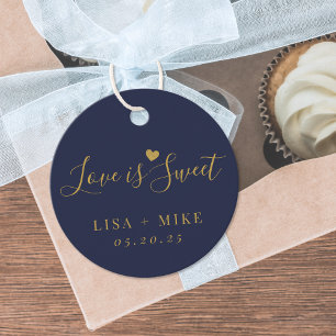 Étiquettes Cadeau Amour Bleu Foncé est un Mariage Sucré