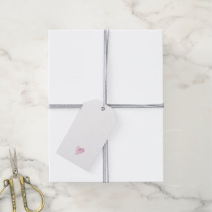Étiquettes-cadeau Amour Chéri Rose Artisan Aquarelles Coeur