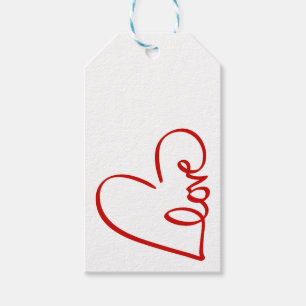 Étiquettes-cadeau Amour Cœur Mot Art Rouge Saint-Valentin