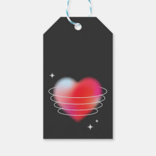Étiquettes-cadeau Amour de l'espace, coeur rouge valentines hitech j