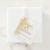 Étiquettes Cadeau Amour et Merci, Aquarelle jaune or (En situation)