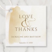 Étiquettes Cadeau Amour et Merci, Aquarelle jaune or (Devant)