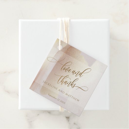 Étiquettes Cadeau Amour et Merci, Blush, Brush en terre cuite, (En situation)