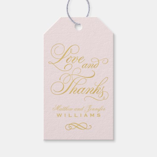 Étiquettes-cadeau Amour et Merci Gold Calligraphy Mariage Monogramme (Devant)