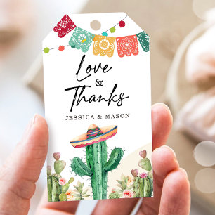 Étiquettes-cadeau Amour et Merci Merci Fiesta Cactus Douche