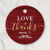 Étiquettes Cadeau Amour et Merci Monogram Rustic Mariage Sunflower (Dos)