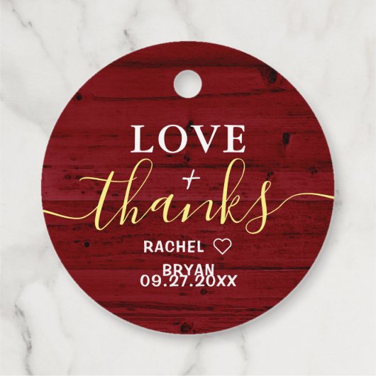 Étiquettes Cadeau Amour et Merci Monogram Rustic Mariage Sunflower (Dos)