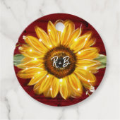 Étiquettes Cadeau Amour et Merci Monogram Rustic Mariage Sunflower (Devant)