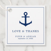Étiquettes Cadeau Amour et merci Nautical Navy Blue Ancre Mariage (Devant)