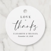 Étiquettes Cadeau Amour Et Merci Réception De Mariage (Devant)