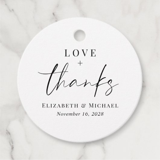 Étiquettes Cadeau Amour Et Merci Réception De Mariage (Devant)