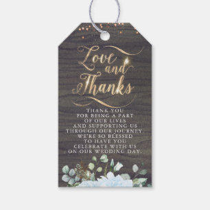 Étiquettes-cadeau Amour et Merci Rustic Floral Citrouille Mariage de