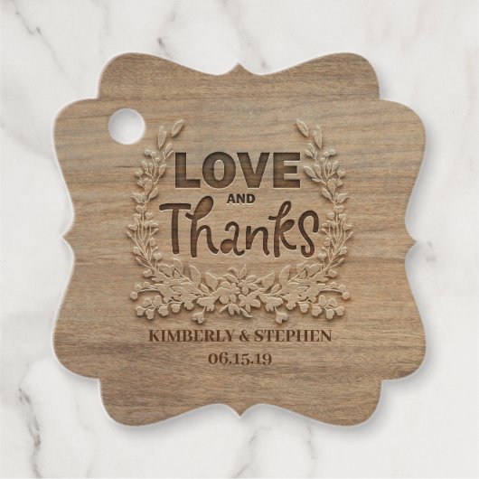 Étiquettes Cadeau Amour et Merci Rustic Wood (Devant)