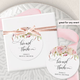 Étiquettes Cadeau Amour et Remerciements, Fleurs en Or Rose et Or Ro