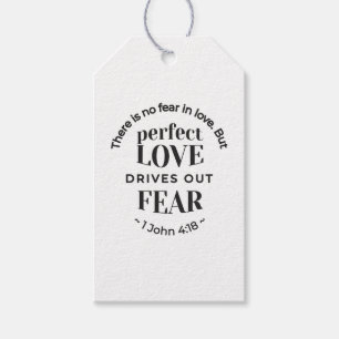 Étiquettes-cadeau Amour Éternel - 1 Jean 4:18 Citation Écriture Art