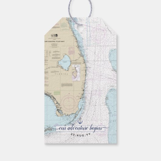 Étiquettes-cadeau Amour & Merci Floride Nautical Ancre Mariage (Dos)