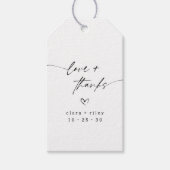 Étiquettes-cadeau Amour moderne et Merci Script Coeur Mariage Faveur (Devant)