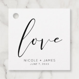 Étiquettes Cadeau Amour Noir & Blanc Mariage Minimaliste Moderne
