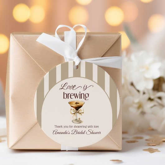 Étiquettes Cadeau Amour qui couve Martini Espresso au Bow Mariage Sh