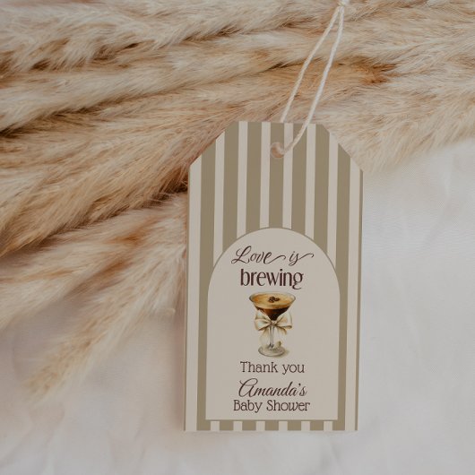 Étiquettes-cadeau Amour qui couve Martini Espresso au Bridal Shower 