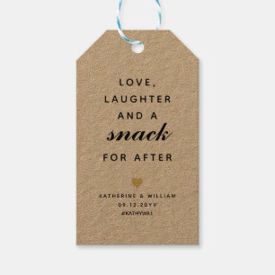 Étiquettes-cadeau Amour rire et snack pour la faveur après mariage