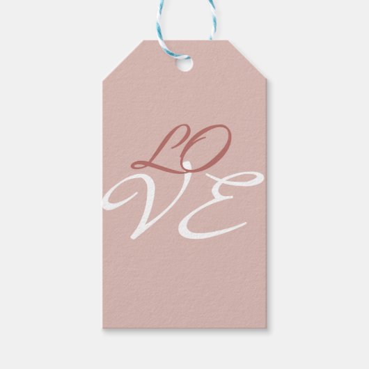 Étiquettes-cadeau Amour Rose Or Couleur Calligraphie Script (Devant)