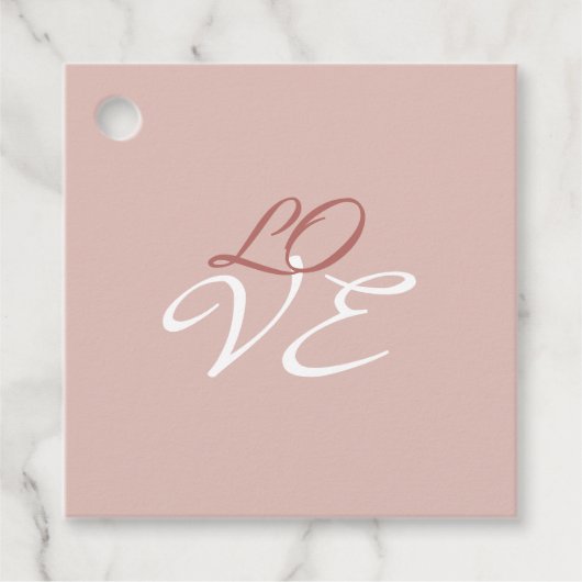 Étiquettes Cadeau Amour Rose Or Couleur Calligraphie Script (Devant)