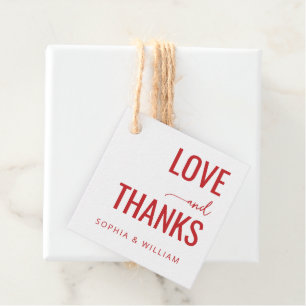 Étiquettes Cadeau Amour Rouge Chaud Merci