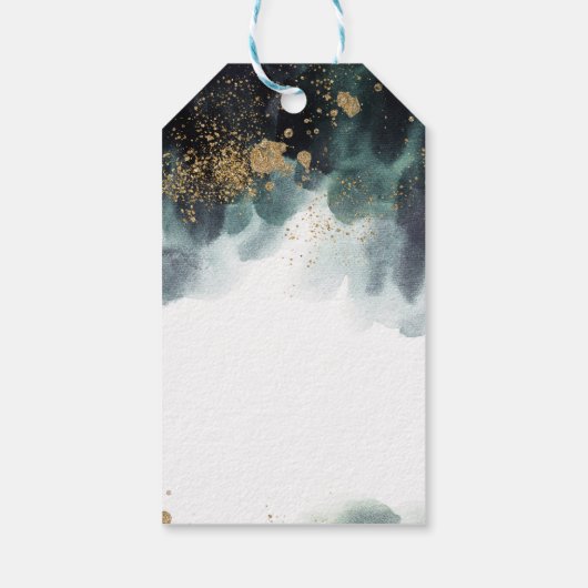 Étiquettes-cadeau Ampersand botanique Merci Mariage vert or (Dos)