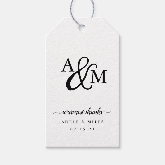 Étiquettes-cadeau Ampersand Monogram Mariage Merci Favoriser (Devant)