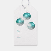 Étiquettes-cadeau Ampoules de Noël Aqua Turquoise Silver Parties sci (Dos)