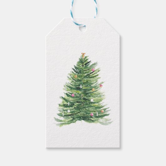 Étiquettes-cadeau Ampoules d'ornements rose Pastel Arbre de Noël (Devant)