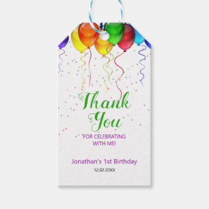 Étiquettes-cadeau Amusant Ballons colorés Wonderland 1er anniversair