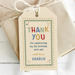 Étiquettes-cadeau Amusant d'être un 1er anniversaire coloré