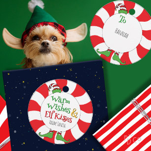 Étiquettes Cadeau Amusant Mignonne Chaleureux Voeux & Elf Baisers
