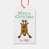 Étiquettes-cadeau Amusant Reindeer Snowflakes Enfants Noël (Devant)