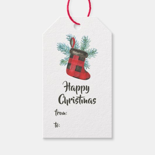 Étiquettes-cadeau Amusants Buffalo Plaid Bear Noël (Devant)