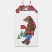 Étiquettes-cadeau Amusants Buffalo Plaid Bear Noël (Dos)