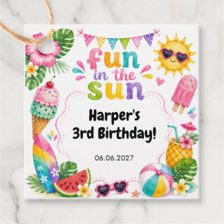 Étiquettes Cadeau Amusement au soleil Anniversaire d'été tropical