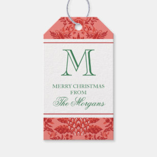 Étiquettes-cadeau Ananas Festif et ornements Monogramme