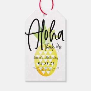 Étiquettes-cadeau Ananas Gras et Merci d'anniversaire Script